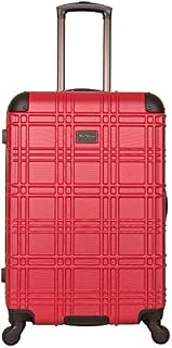 Ben Sherman Nottingham 24-inch Check-Size Lightweight Durable Hardshell 4-Wheel Spinner Upright Luggage, Red