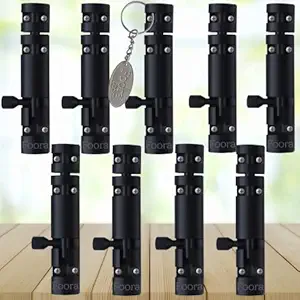 Foora Export Premium zaylo Tower Bolt with Stainless Steel Rod and Stainless Steel knob for Door, Window, gate (Aluminum Body (chatakni) (4 inch, Black. Finish, 9)