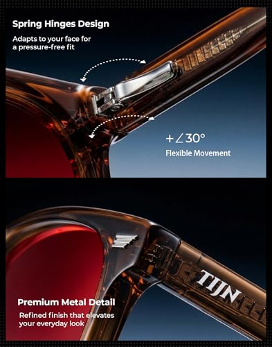 Image of TIJN Premium Blue Light Blocking Glasses for Women Men Computer Gaming Use | Square TR90 Frame Nerd Eyeglasses Anti Blue Ray with Red, Orange, Clear Lens for Computer, Phone, TV and Evening Screen Use