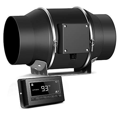 Aygrochy 100mm Intelligent Rohrventilator mit Temperatur- und Feuchtigkeitsregler, Abluftventilator for Booster, Wachstumszelte, Belüftung und Abluftgebläse Cover