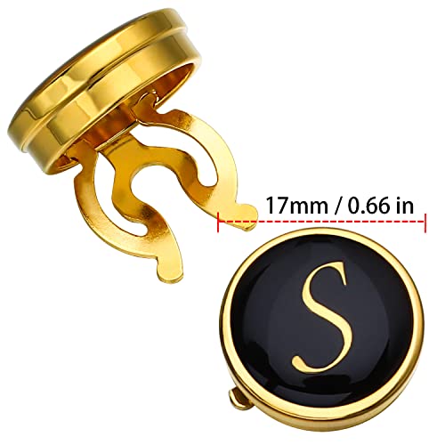 HAWSON Gold Button Covers for Men - Enamel Cufflinks with Personalized A-Z Letter Design for Tuxedo, Shirt, Business or Formal Attend Accessories
