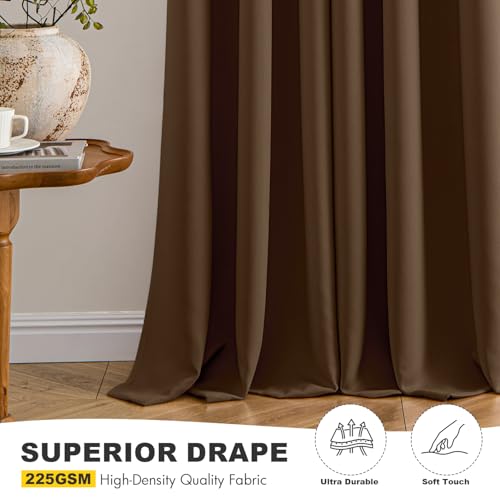 Image of MIULEE Blackout Curtains for Bedroom Living Room 2 Panels, Thermal Insulated Room Darkening Drapes Grommet Noise Reducing Light Blocking Window Treatments 72 Inches Long 40x72 Inch Brown
