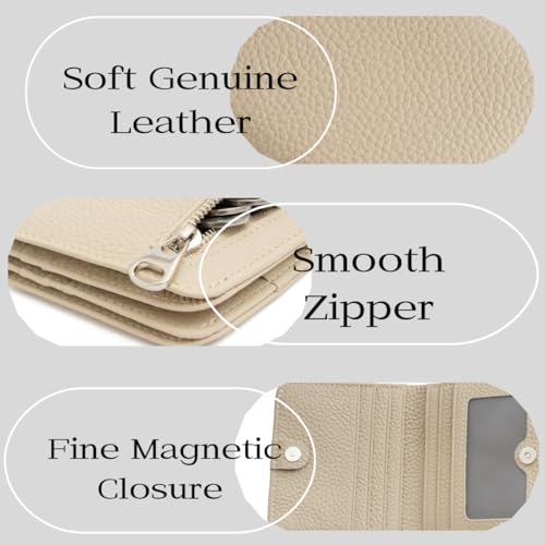 Small Wallet for Women RFID Blocking Leather Credit Card Holder Bi-fold Cash Wallet with ID Window and Zipper Pocket3