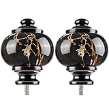 KAMANINA Marbled Replacement Finials for 1 or 7/8 Inch Black Curtain Rods, M6 Screw Drapery Rod Fini