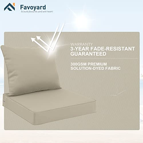 Image of Favoyard Outdoor Patio Seat Cushions Set, 22 x 24 Inch, Waterproof, Beige