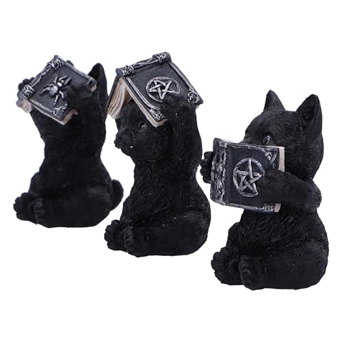 Nemesis Now Three Wise Spell Cats 8.5cm, Resin, Black, Three Wise Kitten Figurines, Occult Kittens Figurine Trio Set - Image 2