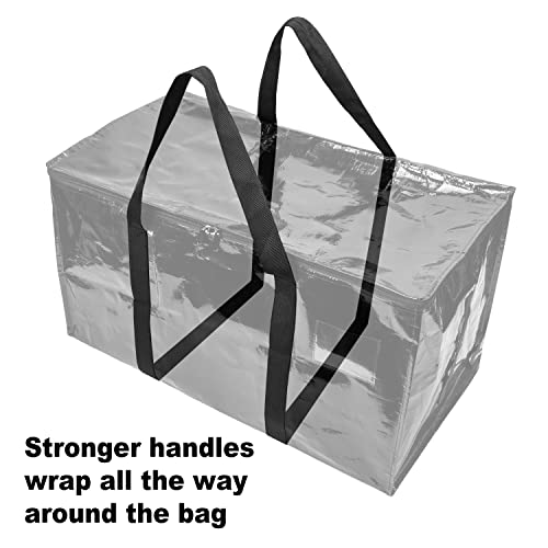 Bag-That! 10 & 6 Qty Black Moving Bags Extra Large Heavy Duty Storage Bags Zippered Top Handles Wrap Bag Totes For Storage Packing Bags Moving Supplies Packing Supplies For Moving Moving Boxes Plastic Tote #TOP2