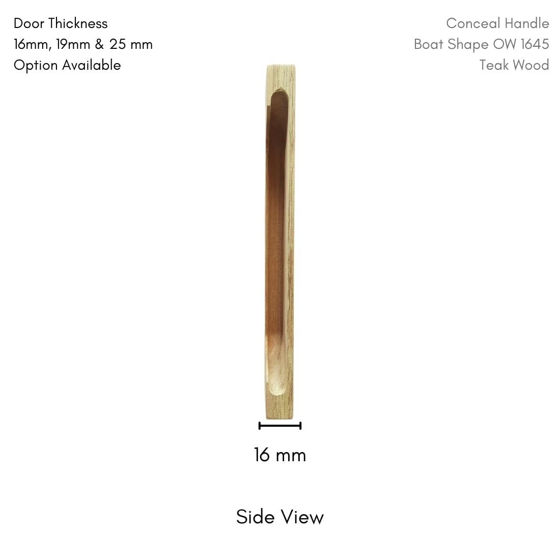 Wooden Concealed Handle - Boat Shape Design -5