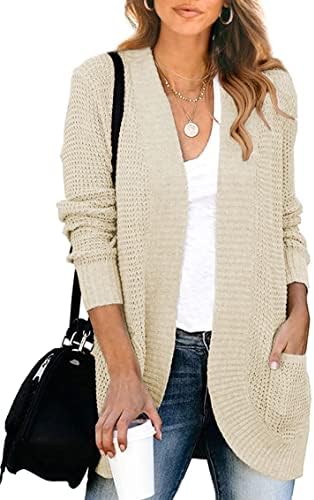 KIRUNDO Cardigan Sweaters for Women 2024 Fall Open Front Long Sleeve Loose Lightweight Knit Sweater Coat with Pockets