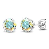 Gem Stone King Round Stud Earrings For Women Men | 925 Sterling Silver | Round 6MM | Gemstone Birthstone | Round Genuine Birthstone Solitaire Stud Earrings | Fine Jewelry Gifts for Women Her Mom Wife