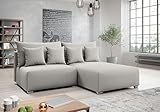 AXLIVING Ecksofa mit Schlaffunktion Ederra 208 cm breit – hellgrau R