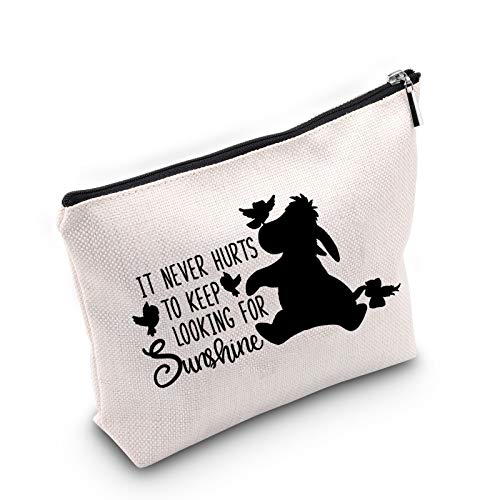 TSOTMO Eeyore Quote Makeup Bag Novelty Cosmetic Bag It Never Hurts to Keep Looking for Sunshine Inspiration Gift (LOOKING SUNSHINE)