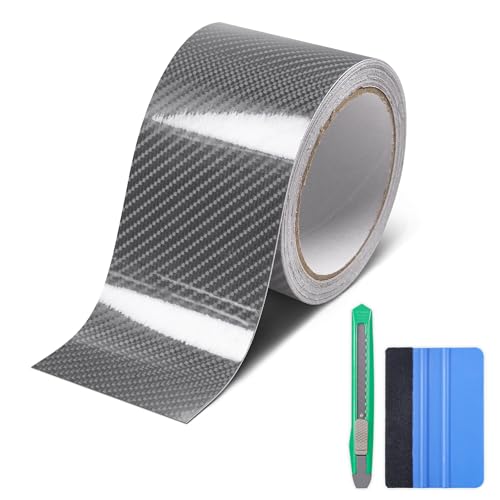 Image of Lypumso 6D High Gloss Carbon Fiber Vinyl Wrap Tape, Chrome Delete Tape for Cars Motorcycle Detailing DIY Car Door Edge Guard Decals Blackout Tape Roll (6D Grey, 3in x 30ft)