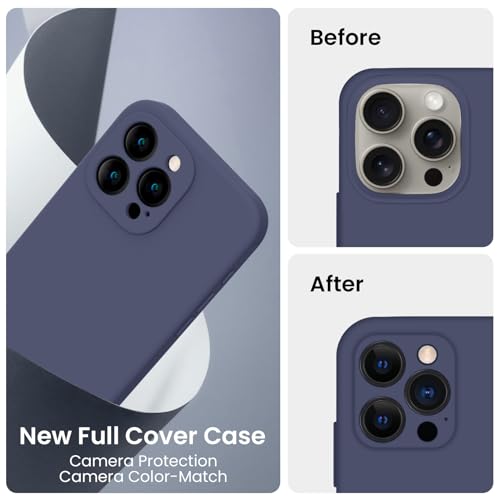 Image of FireNova Designed for iPhone 15 Pro Max Case, Silicone Upgraded [Camera Protection] Phone Case, Soft Anti-Scratch Microfiber Lining Inside, 6.7 inch, Navy Blue