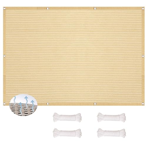 Parasol rectangular de 1,8 x 9 m, protección UV, para patio, transpirable, con ojales, perfecto para patio, piscina y plantas, color crema, cuerda incluida
