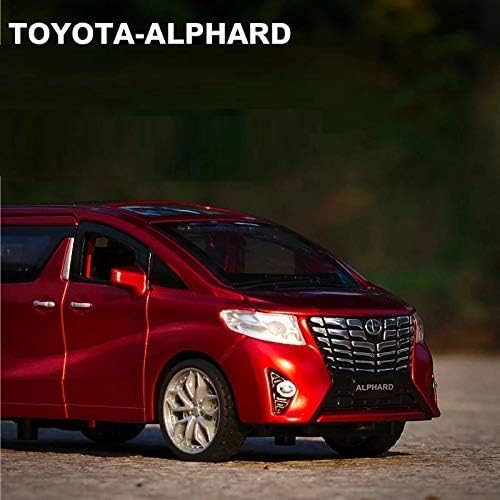 Image of 1:32 Toyota Alphard Vehicle Toy Alloy Die Cast Metal Car Model Diecast Metal Car with Light Sound Openable Door Pullback Toy Car for Kids. (Red)