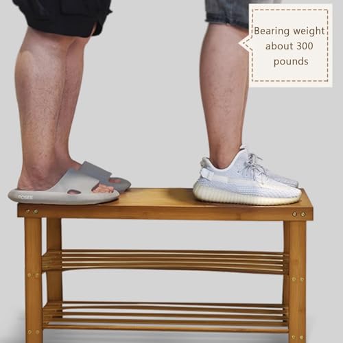 Rangement pour chaussures d'entrée et banc en bambou compact