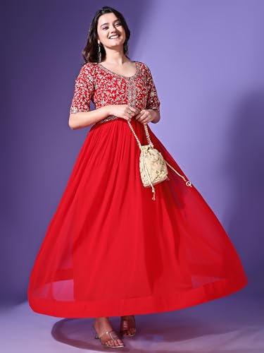 Image of Fashion Basket Georgette Embroidered Anarkali Dress for Women