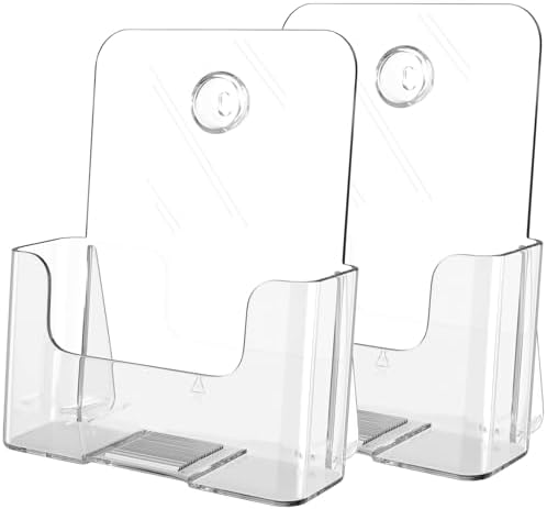 8 Pack Clear Acrylic Brochure Holders - 6x9 Inch Wall Mount Document Display
