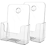 MaxGear Acrylic Brochure Holder 6 x 8 inch, Display Stand Plastic Flyer Holders, for 5.5 x 8.5 inch, 5 x 7 inch Menu Clear Literature Trifold Pamphlet Magazine Holders Countertop or Wall Mount, 2 Pack