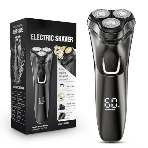 Veaprizper Electric Razor for Men Cordless: Wet/Dry Shavers IPX6 Waterproof - USB Rechargeable Beard Shaver with Pop-up Trimmer & SkinProtect Technology for Travel Home