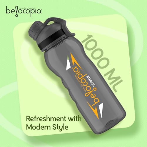 Image of Streax Sports Water Bottle 1 Litre (1000ml) | Black | BPA-Free, Leakproof Gym Bottle | Lightweight with Easy Grip & Carry Loop | Durable Fitness Bottle for Gym, Running, Cycling & Outdoor Use