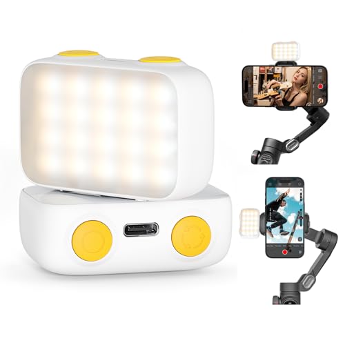 Image of Mini Magnetic Fill Light with Stepless Dimming, 3 Light Modes, Rechargeable 600mAh Battery, Portable LED Video Light for Gimbals, Metal Surfaces, and Vlogging - Includes Magnetic Mounting Plates