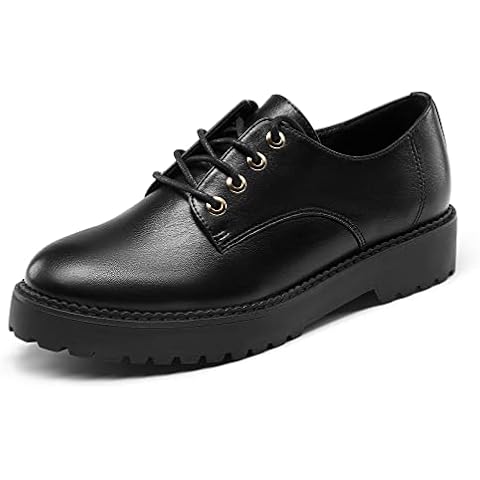 DREAM PAIRS Oxford Zapatos de Cordones Mujer Negro/PU Cover