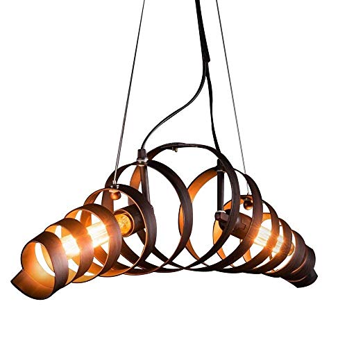 Lampe à lustre en spirale de style industriel avec suspension vintage 2x E27
