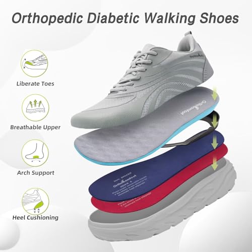 Women's Orthopedic Diabetic Wide Running Shoes: Comfortable Casual Arch Support Plantar Fasciitis Sports Sneakers, Orthotic Swollen Feet Work Tennis Walking Shoes for Ankle and Heel Pain Relief3