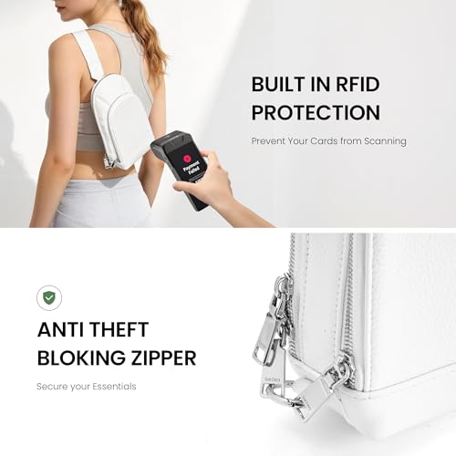 Image of befen Genuine Leather Sling Bag for Women, Anti Theft Crossbody Chest Bags