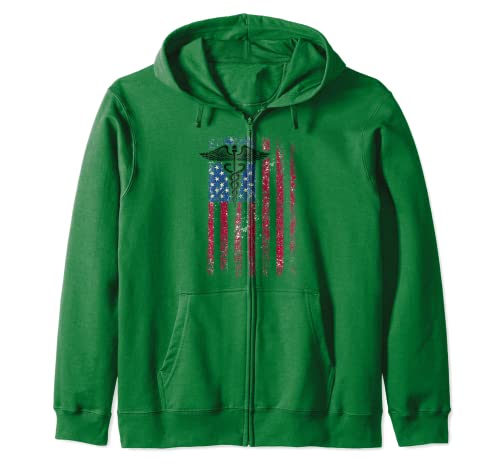 American Flag Staff of Hermes National Nurses Day Zip Hoodie