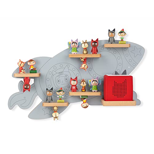 Tonies Magnetic Wall Shelf for Toniebox, Charging Station, and 35 Characters - Rocket