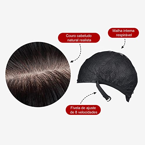 Perucas Femininas Cabelo Humano Natural Cabelo Curto e Liso Natural Peruca Destacada Chapelaria Adeq