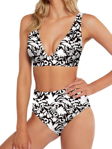 Swim Suits for Women 2 Piece High Waisted Bikini Sets Deep V Neck Bathing Swimming Suits Women's Swimwear Swimsuit4