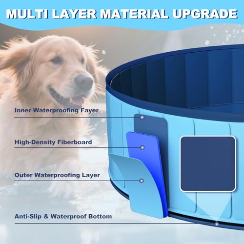 UCCY Piscina dobrável para cães grandes de plástico rígido