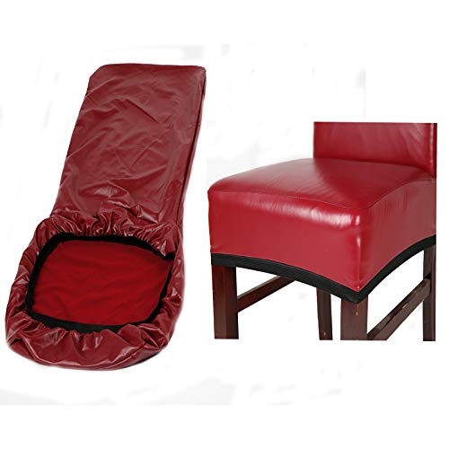 Flyparty Stretch Solid Pu Leather Waterproof Dining Chair Cover Slipcover Removable Washable Short Dining Chair Cover Protector Seat Solid Slipcovers For Hotel,Dining Room,Wedding thumb #4