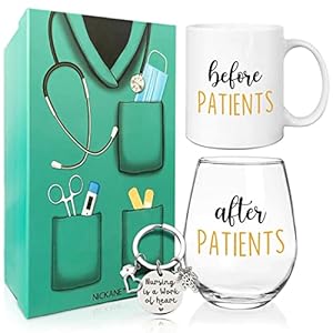 NICKANE Before Patients After Patients Set | 11oz Coffee Mug, 15oz Wine Glass | Nurse Graduation Gift Ideas | Thank You…