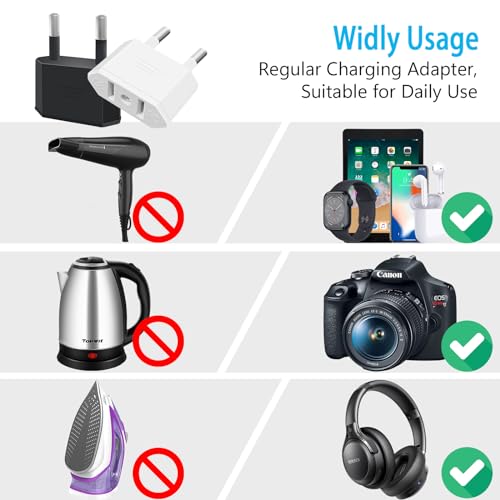 Tixlux 2 Pièces Adaptateur Prise USA, US vers France Adapter, fiche d'adaptation USA Deutschland Stecker, fiche de Voyage US vers EU, Adaptateur US vers EU, Adaptateur USA Prise, Adaptateur EU Prise – vue 4