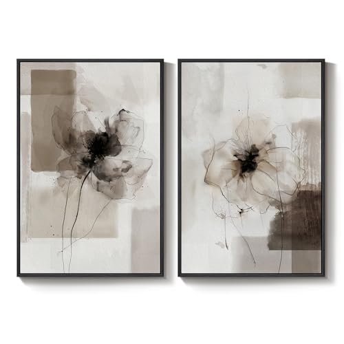 Framed Neutral Abstract Floral Modern Wall Art for Living Room, 24x36 Inch by mxart - Used condition - Image 9