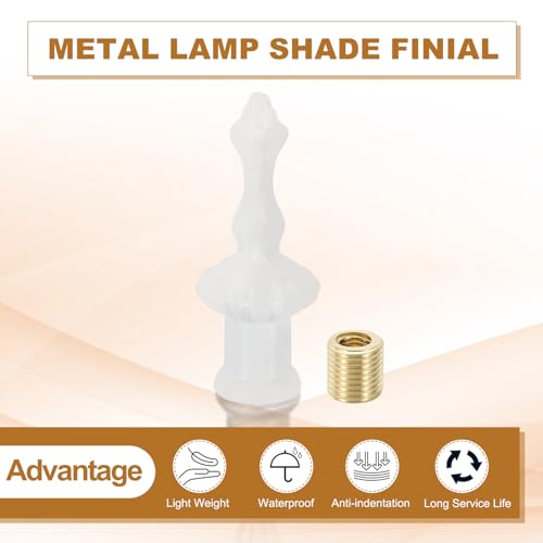Image of PATIKIL 20x52mm Lamp Shade Finial, 2 Pcs Lamp Finials Caps Knob M10x1mm Threaded Zinc Alloy Solid Lamp Finial Decoration for Lamp Shade Table Floor Lamps, White