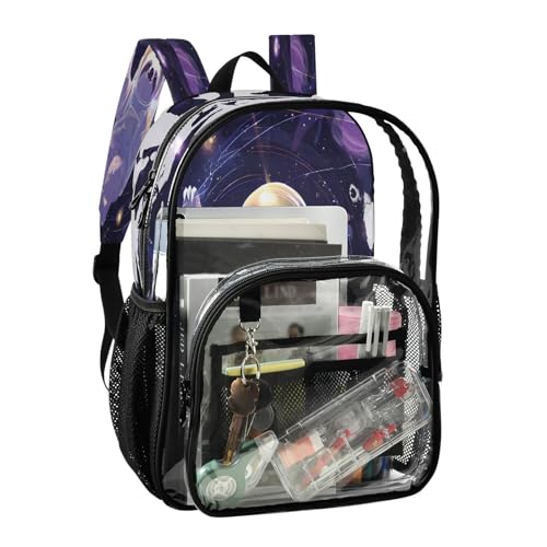 Sloth Astronaut Floating Planet Clear Backpack Heavy Duty See Through Transparent PVC BookBag for Kids Boy Girl School Work2