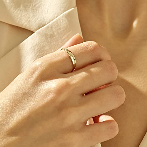 Norm Jewels Custom Initial Pinky Ring 14K Solid Yellow Gold Stackable Signet Ring | Personalized Slim Signet Ring | Engravable Monogram Ring (Yellow Gold, 6.5) #TOP7