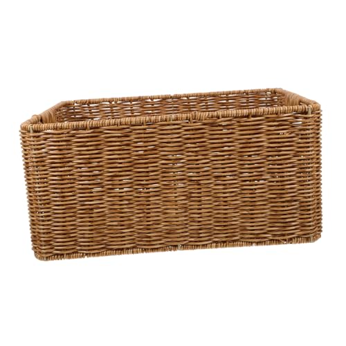 Levemolo Imitation Rattan Storage Basket Rustic Basket Rattan Fruit Basket Magazine Storage Basket Decorative Wicker Basket Small Wicker Basket Wicker Storage Cubes Woven Basket Iron
