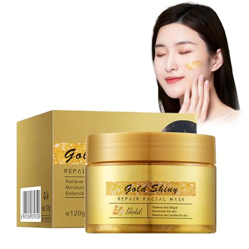 Hppsctink Mascarilla Facial de Oro, 120g Mascarilla Facial de Oro Antienvejecimiento, Mascarilla Dressing, Mascarilla Hidratante, Limpieza Profunda de Poros, Reducción de Arrugas, facial