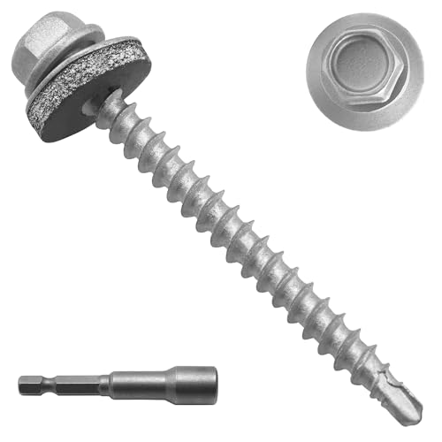 JEGONFRI 200pcs #10 x 2 Galvanized Hex Head Self-Drilling Metal
