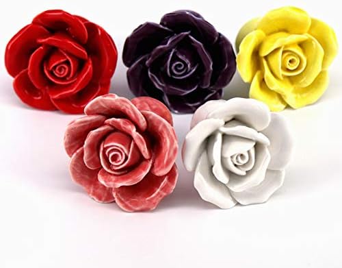 Southst 8xUnique Rose Flower Knobs Cabinet Drawer Pulls Dresser Cupboard Door Knobs Handle Furniture Hardware Kit Nursery Home Decor - (Color: Pink)