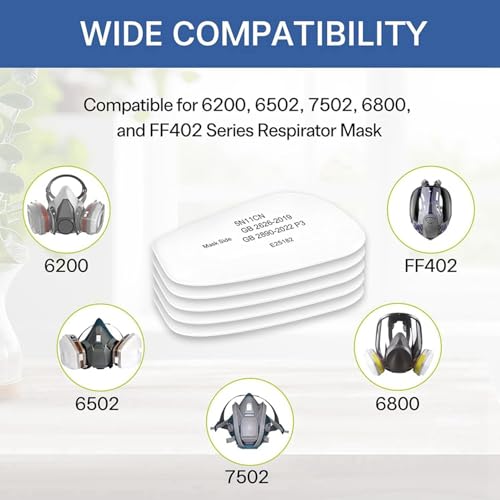 Filtros 5N11 contra el polvo de corte, compatibles con respiradores de la serie 6502 7