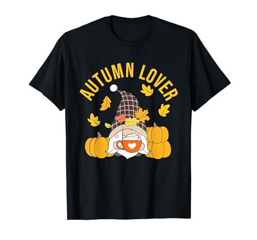 Autumn Lover Cute Hello Fall Leaves Gnomo calabaza especia Camiseta
