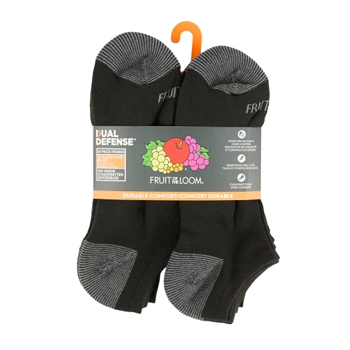 Image of Fruit of the Loom Men's Dual Defense Socks, Odor Protection with Half Cushion, Multi-Packs